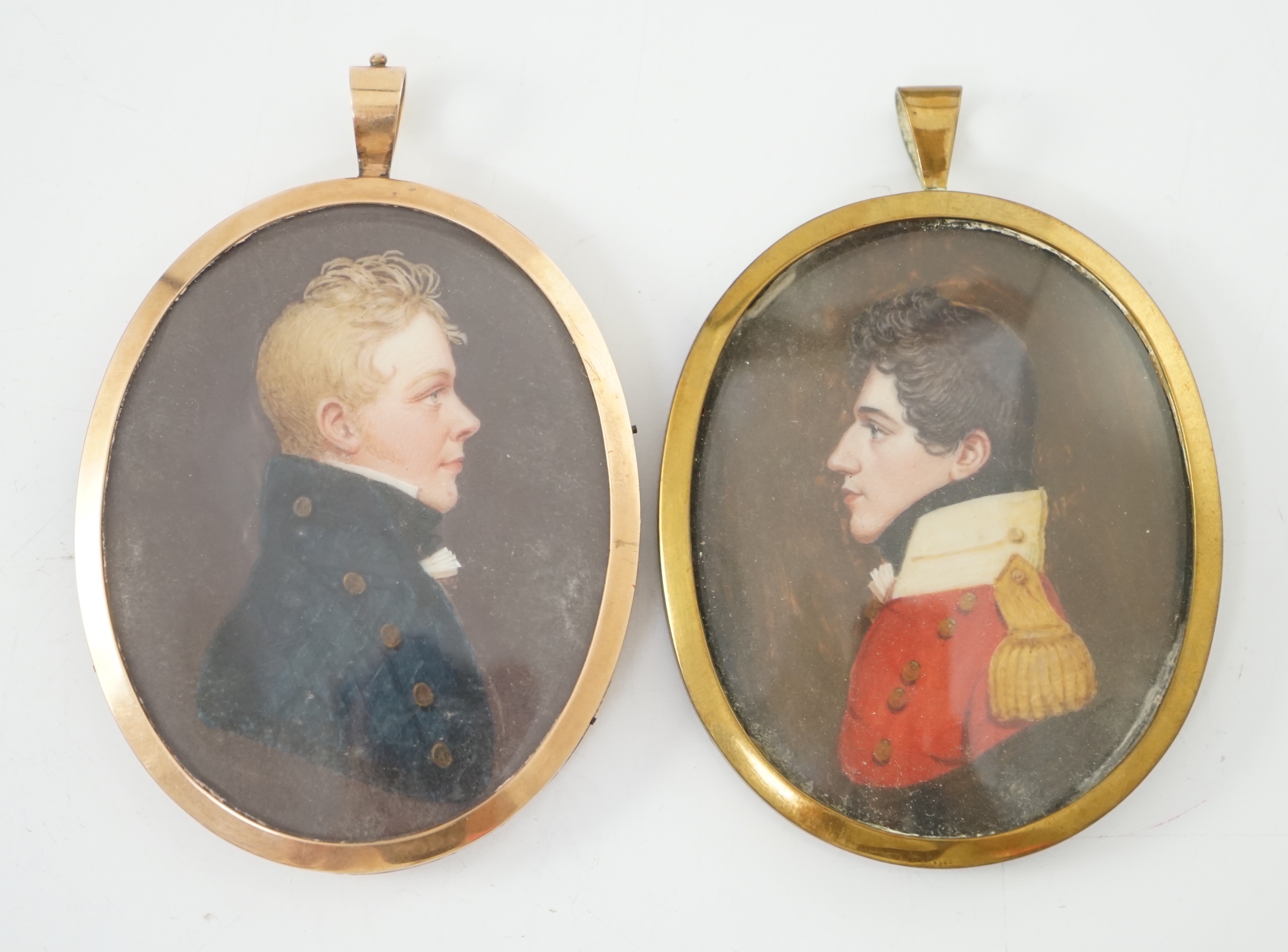 Mrs Anna Trewinnard (fl.1797-1806), Portrait miniatures of two army officers, watercolour on ivory, 6.5 x 5.3cm. & 6.8 x 5.4cm. CITES Submission reference TQRJHQEF